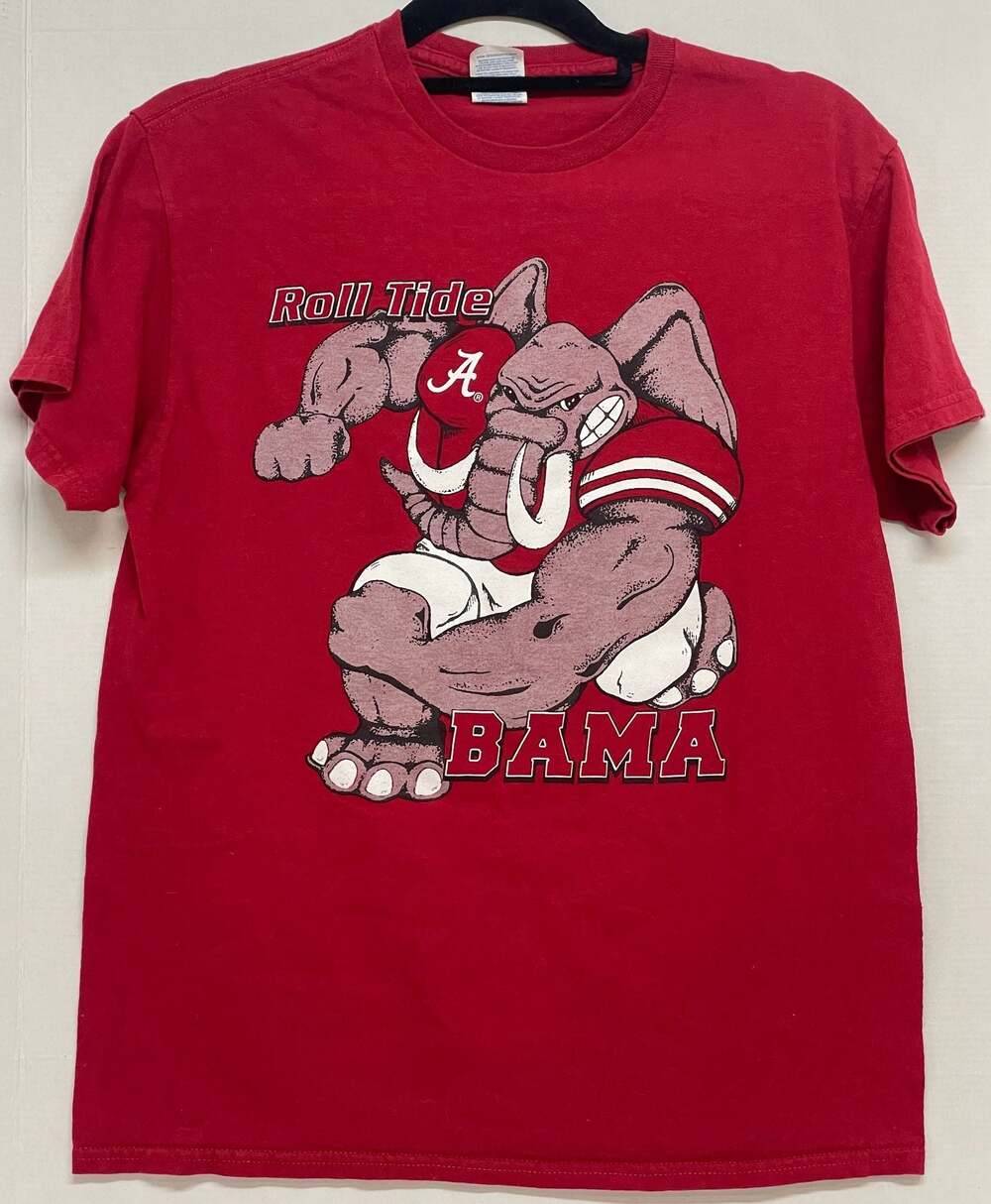 Alabama Crimson Tide Delta Pro Weight Roll Tide Bama Elephant T-Shirt Adult Sz M